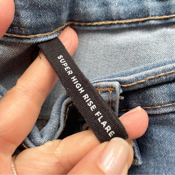 70s Style Patchwork Super High-Rise Flare Hippie Jeans - 28-29"/M - Picture 8 of 13